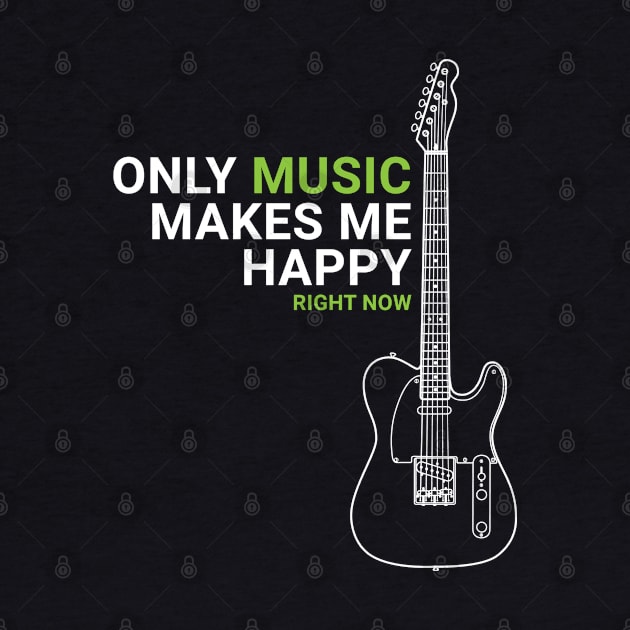 Only Music Makes Me Happy T-Style Electric Guitar Outline by nightsworthy